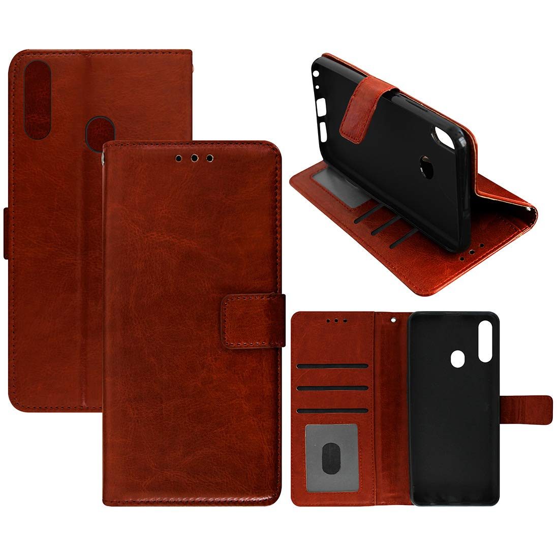 Amazon Brand - Solimo Flip Leather Mobile Cover (Soft & Flexible Back case) for Samsung Galaxy M40 (Brown)