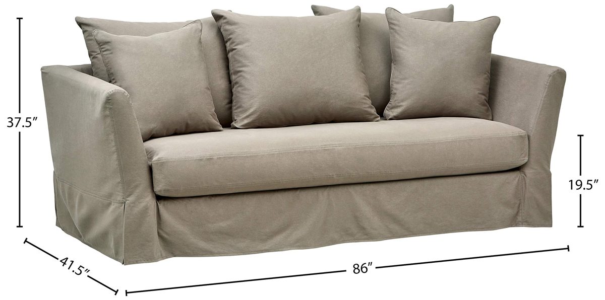 Amazon Brand – Stone & Beam Bartow Living Room Loveseat Sofa with Slipcover, 86"W, Grey