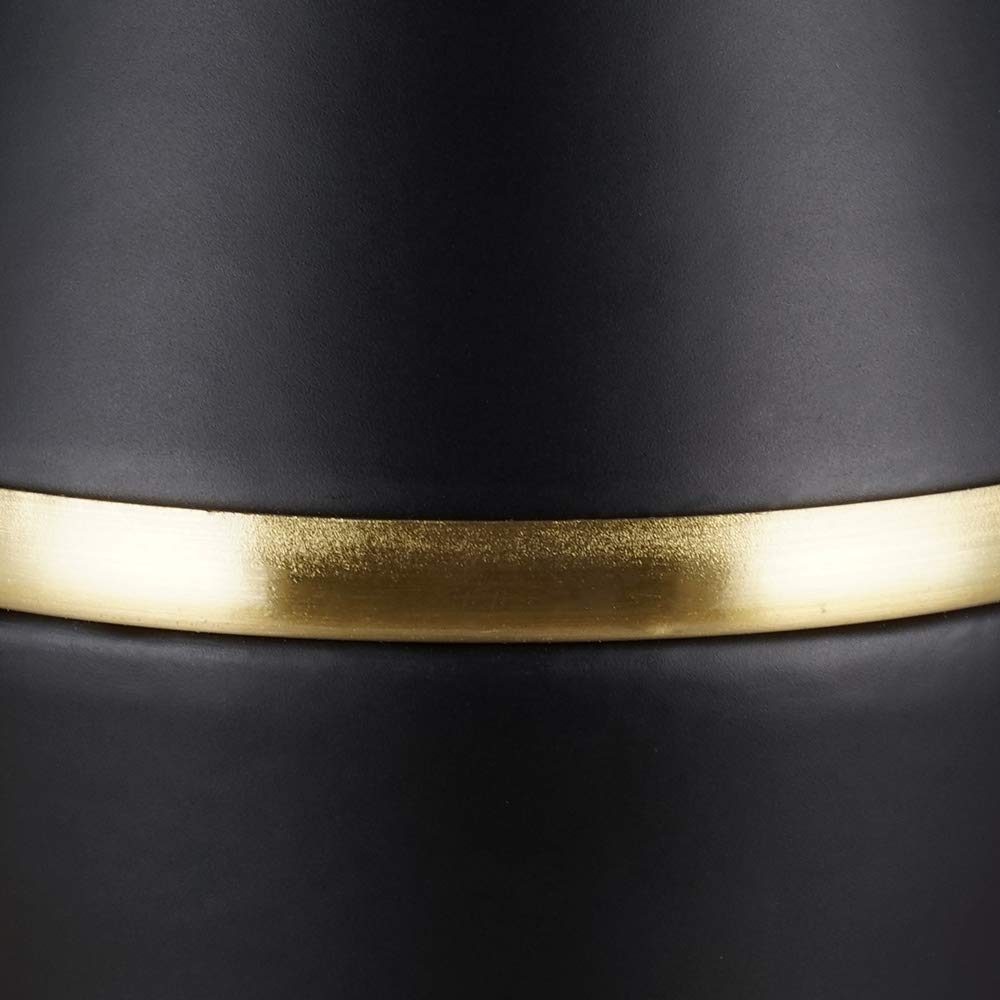 Amazon Brand – Rivet Mid Century Modern Standing Floor Lamp with White Shade and LED Light Bulb - 58.25 Inches, Matte Black and Antique Brass