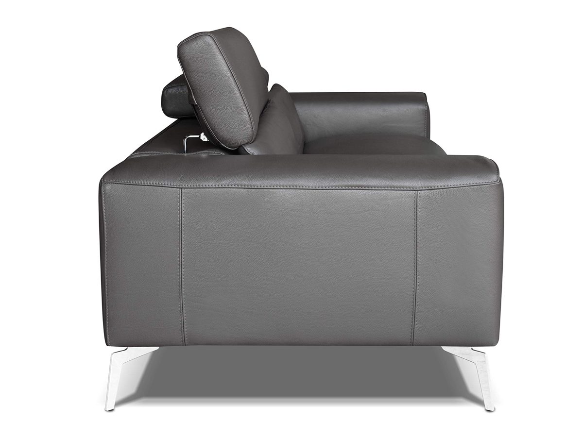 Amazon Brand - Alkove Elvas Hand-Crafted Leather Sofa, 3 Seater Maxi, 102 x 233 x 93cm, Grey