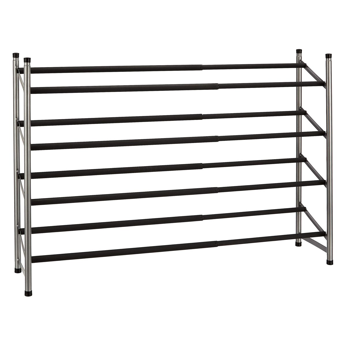 AmazonBasics Easy Assemble Shoe Rack - 4-Tier, Silver (Renewed)