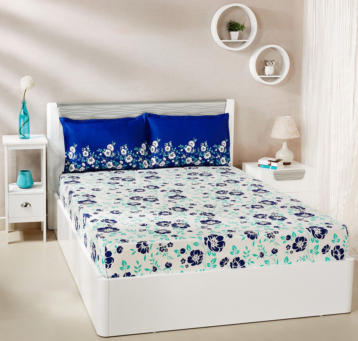 Amazon Brand - Solimo 144 TC Cotton Double Bedsheet with 2 Pillow Covers