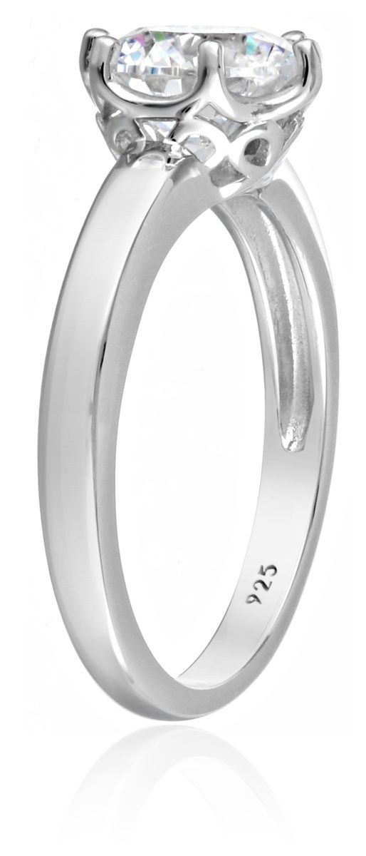 Platinum-Plated Sterling Silver Solitaire Ring set with Round Swarovski Zirconia (2 cttw), Size 7