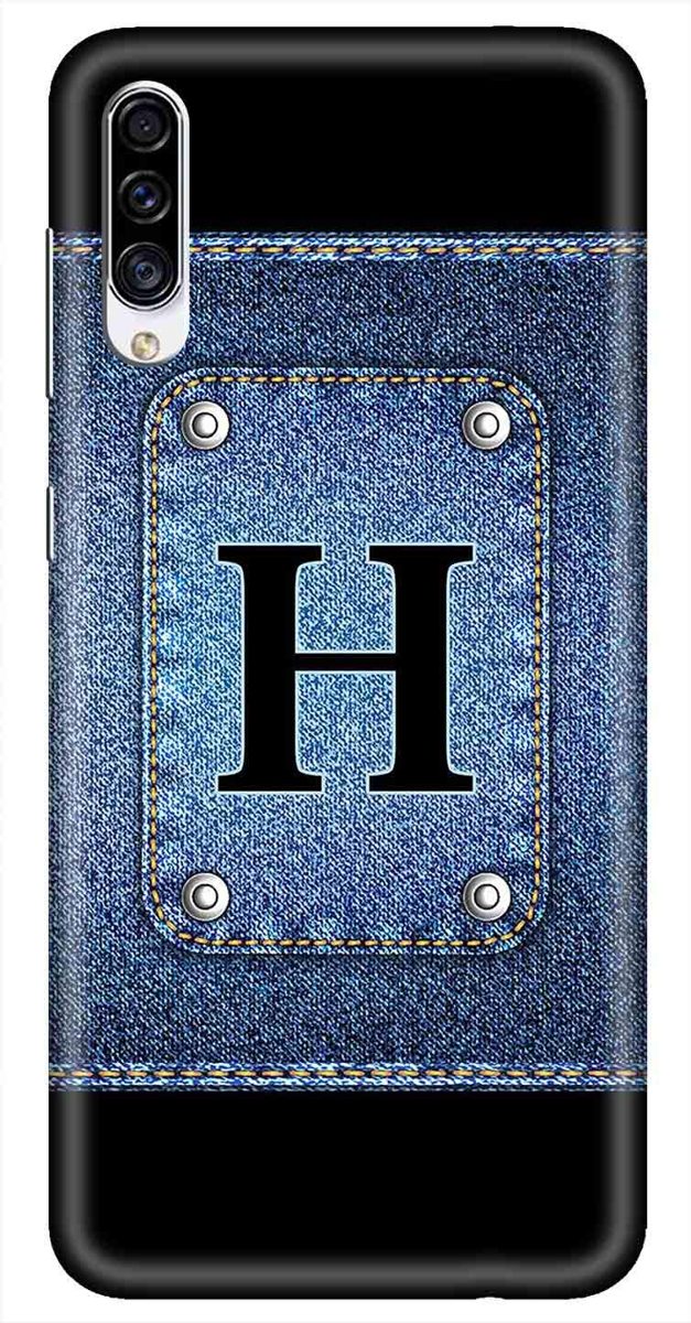 Amazon Brand - Solimo Designer Button Jeans Alphabet-H 3D Printed Hard Back Case Mobile Cover for Samsung Galaxy A30s