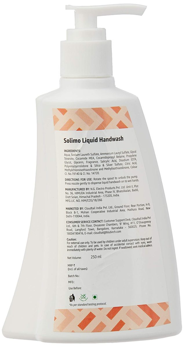 Amazon Brand - Solimo Antibacterial Handwash Liquid - 250 ml (Pack of 2)
