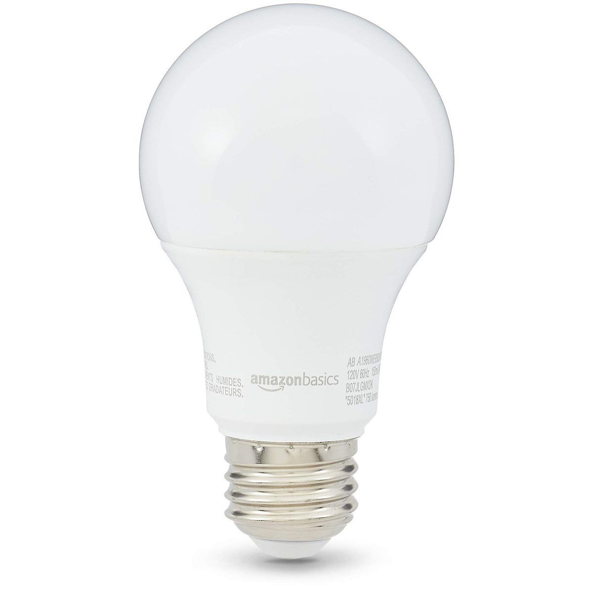 AmazonBasics 60W Equivalent, Clear, Soft White, Non-Dimmable, 10,000 Hour Lifetime, A19 LED Light Bulb | 6-Pack (Renewed)