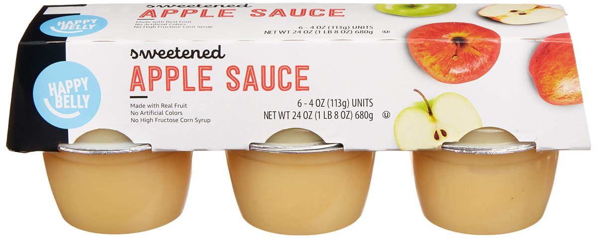 Amazon Brand - Happy Belly Sweetened Apple Sauce Cups, 6 Count, 24 Ounce