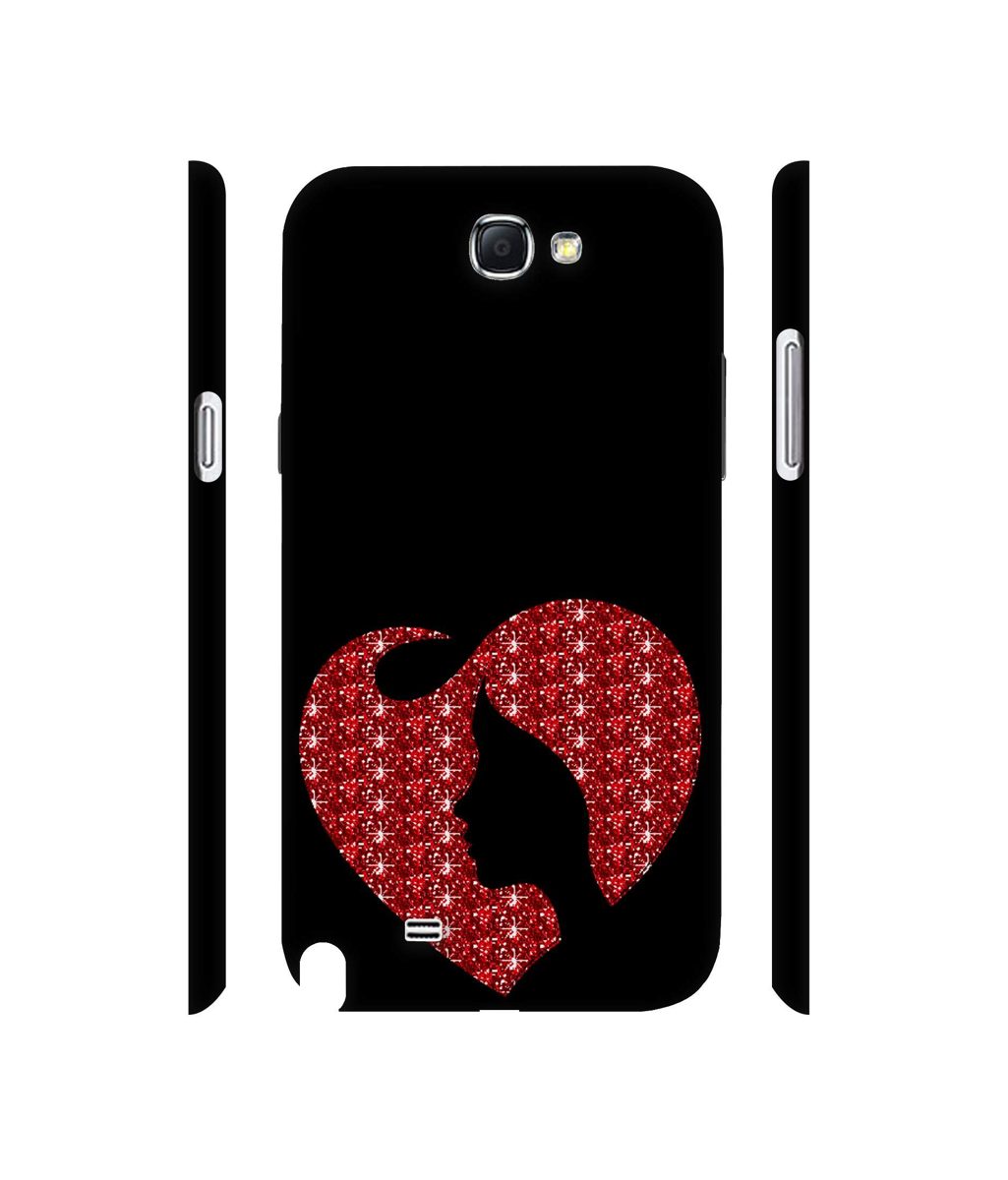 Amazon Brand - Solimo Designer Heart Shape Lady with Glitter 3D Printed Hard Back Case Mobile Cover for Samsung Galaxy Note 2 N7100