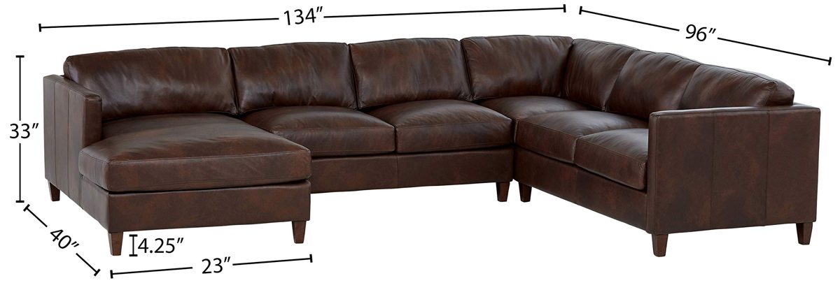 Amazon Brand – Stone & Beam Andover Right-Facing U-Shaped Sectional, 134"W, Driftwood Leather