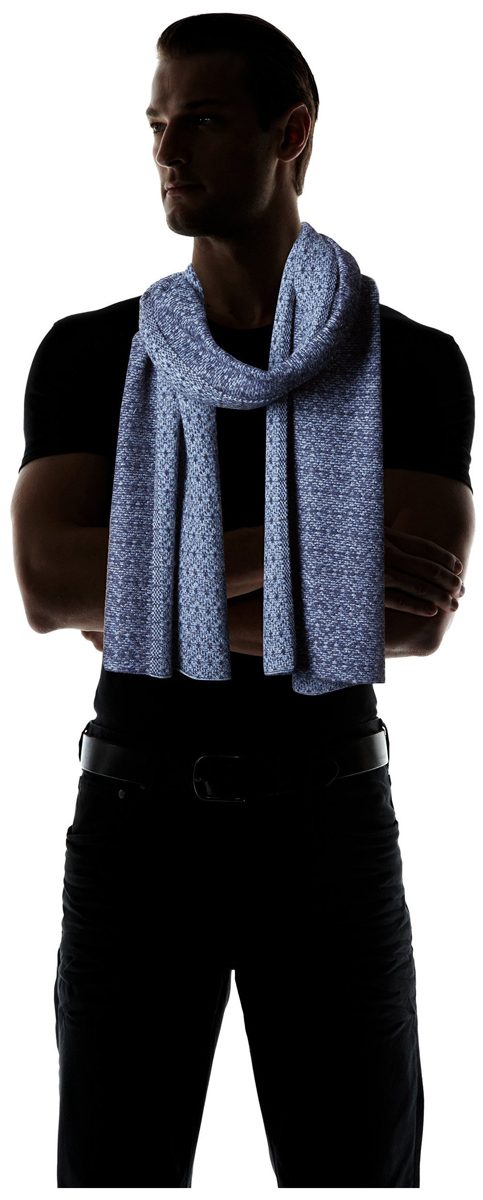 Thirty Five Kent Men's Cashmere Textured Scarf, Navy