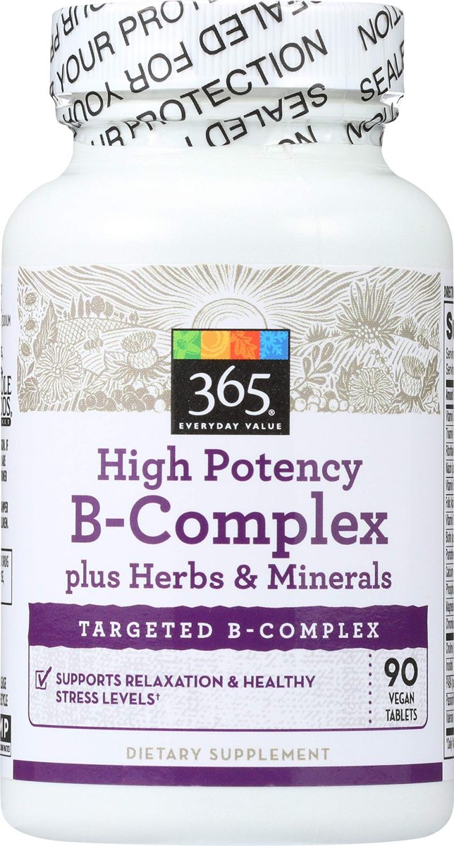 365 EVERYDAY VALUE High Potency Vitamin B Complex with Herbal Support Tablets, 90 CT