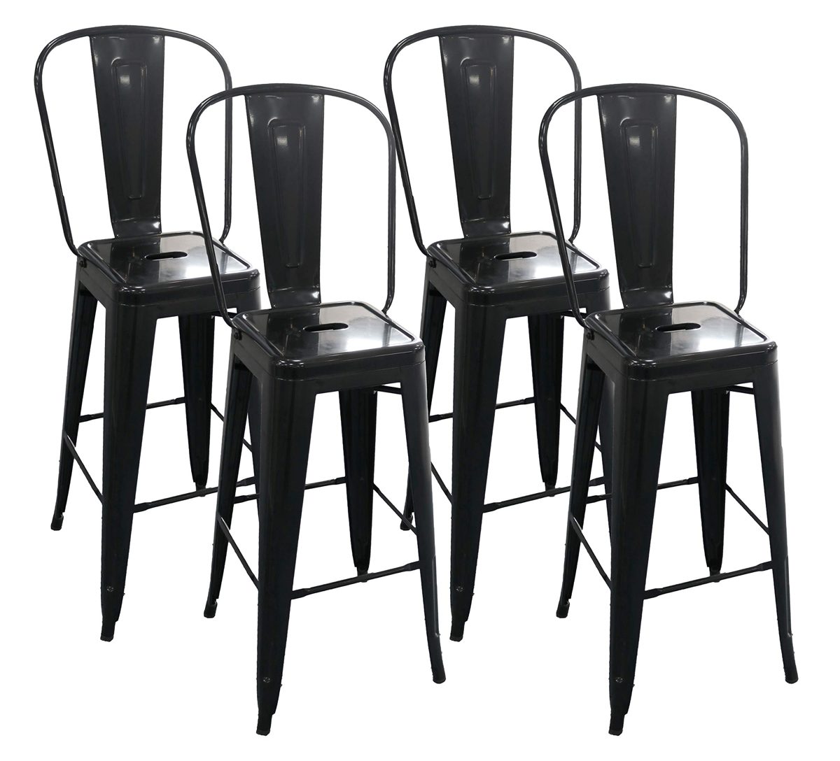 Amazon Brand – Ravenna Home High Back Bistro Metal Bar Stool, 40.25 Inch Height, Black, Set of 4