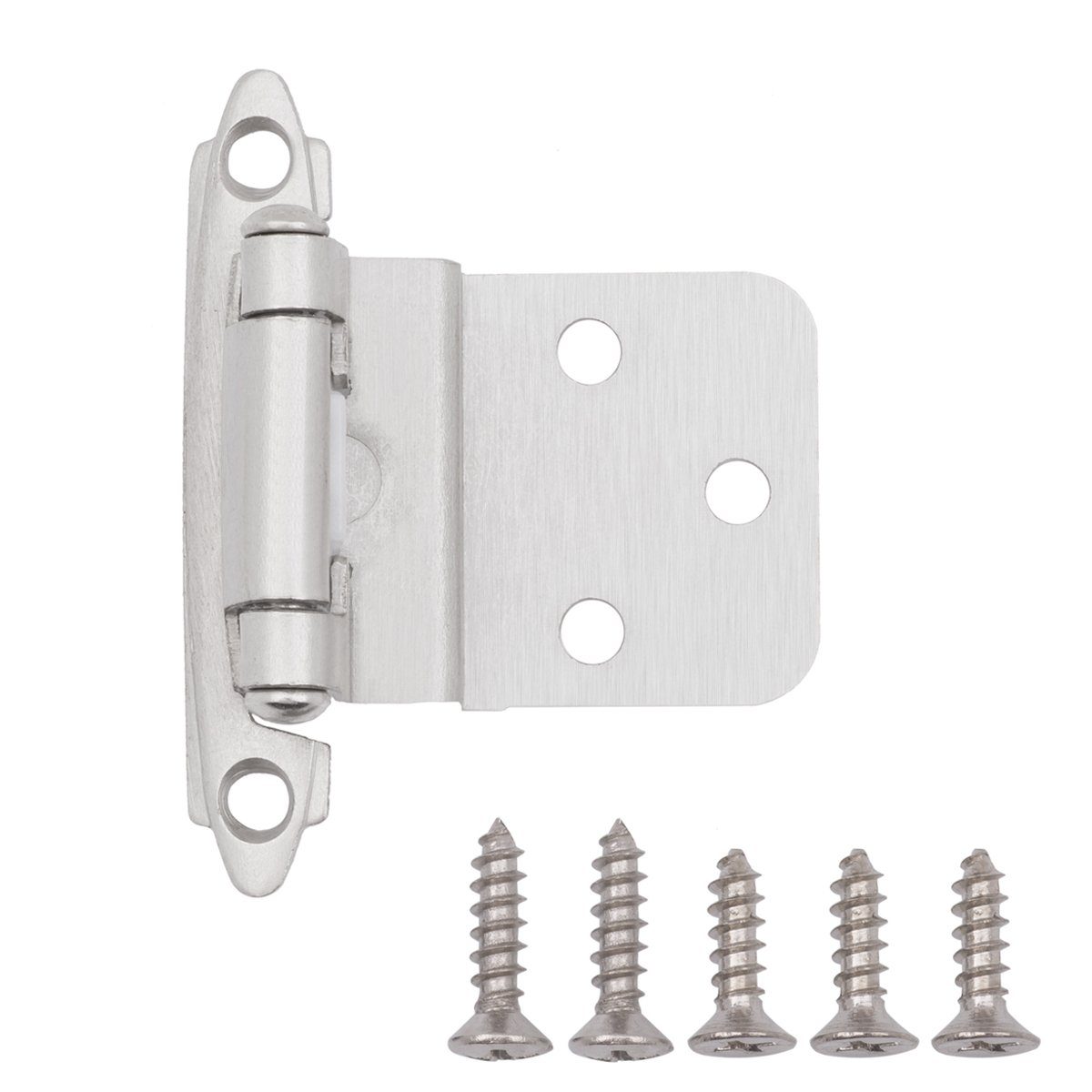 AmazonBasics 3/8 Inch Kitchen Inset Cabinet Door Hinge, Self-Closing, 1 Pair, Satin Nickel, 10-Pack