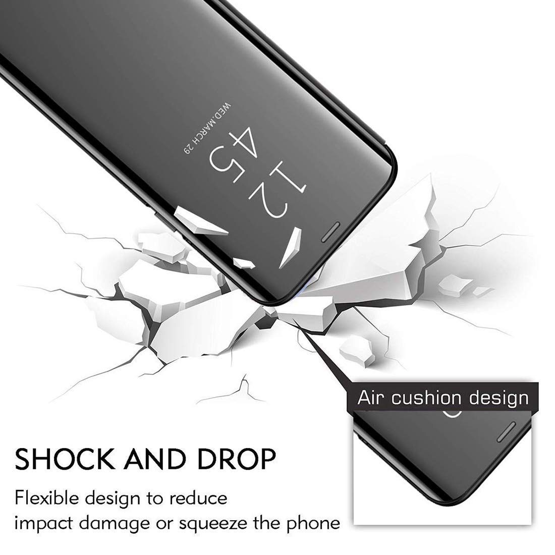 Amazon Brand - Solimo Protective Clear View flip Cover for Apple iPhone 11 (Black)