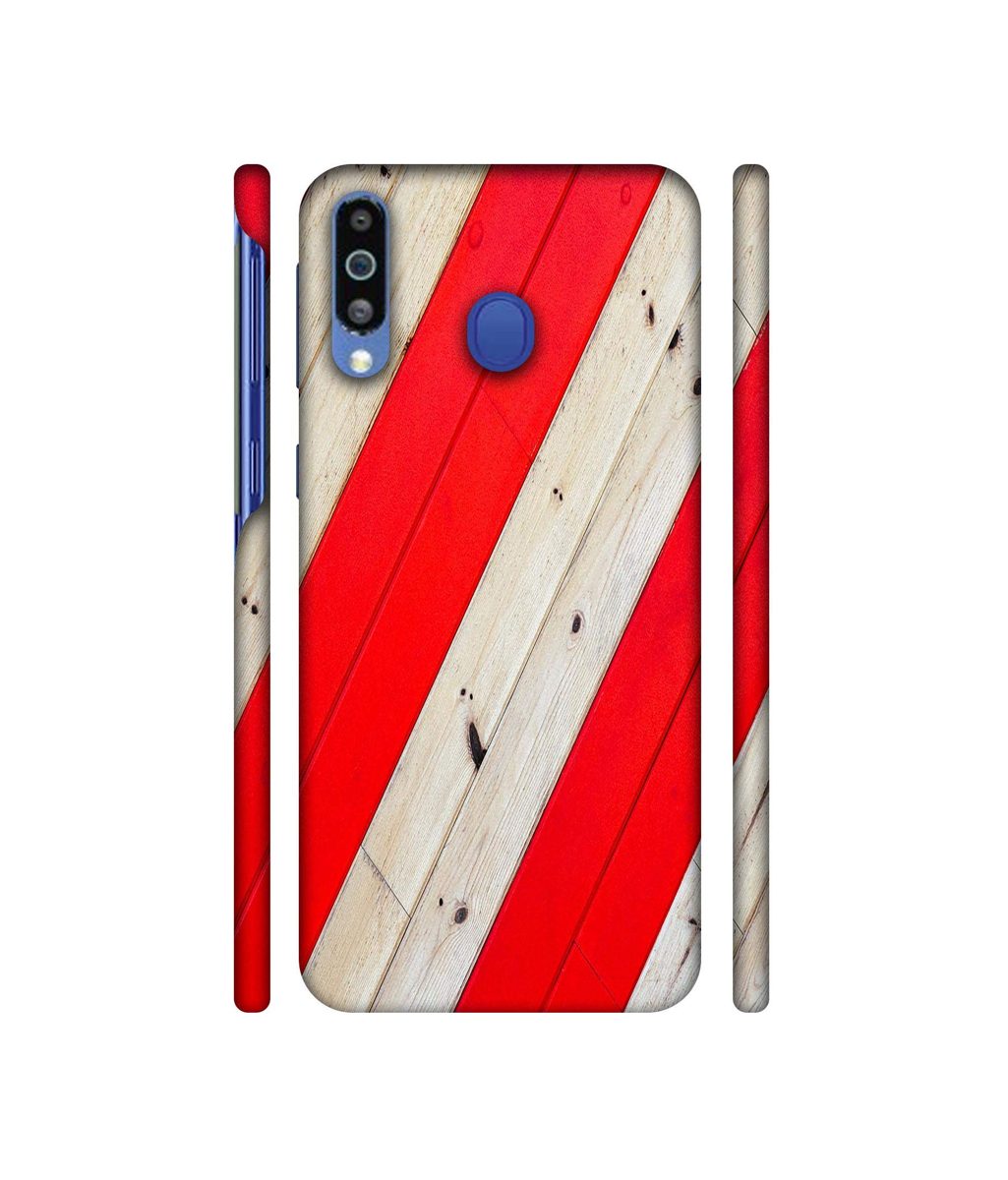 Amazon Brand - Solimo Designer Red and Cream Color Wood 3D Printed Hard Back Case Mobile Cover for Samsung Galaxy M21