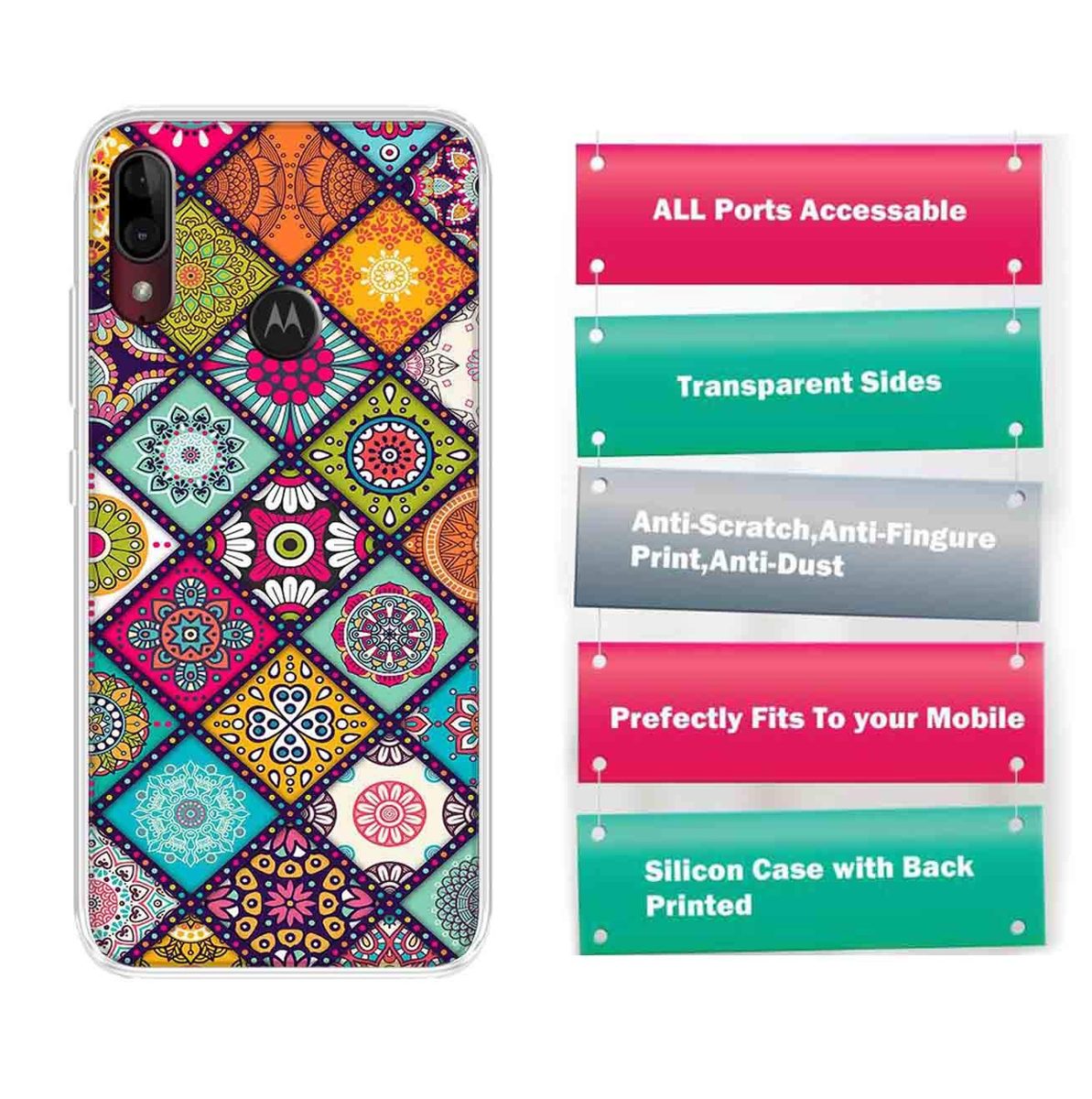 Amazon Brand - Solimo Designer Multicolor Artistic Pattern Printed Soft Back Case Mobile Cover for Motorola Moto E6s / Motorola Moto E6 Plus