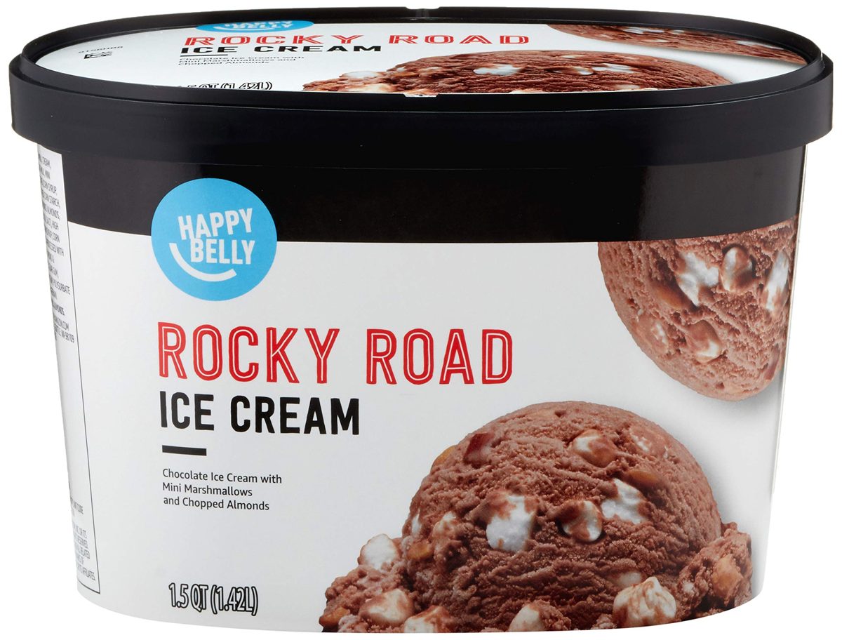 Amazon Brand - Happy Belly Rocky Road Ice Cream, 48 Fl Oz (Frozen)