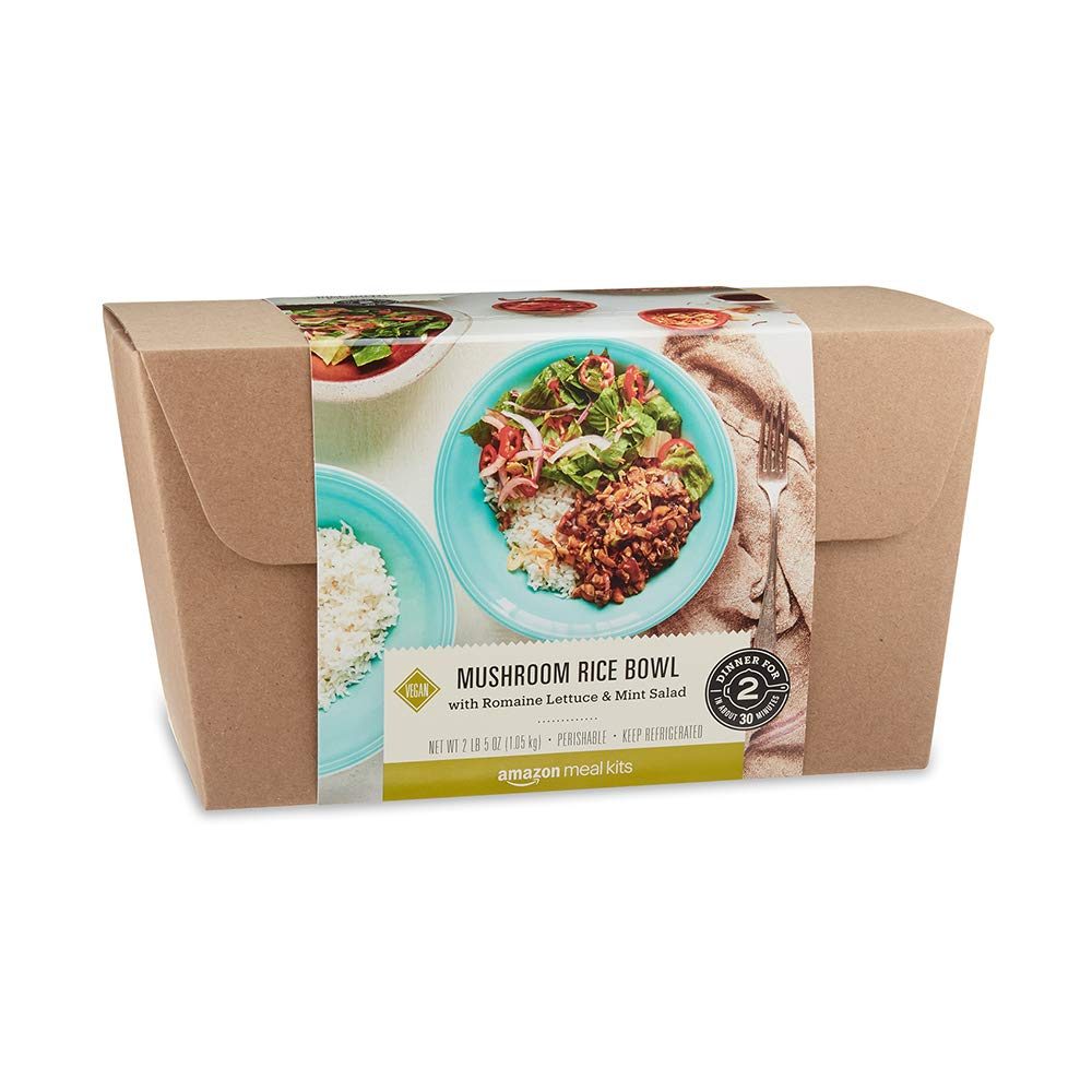 Amazon Meal Kits, Mushroom Rice Bowl with Romaine Lettuce & Mint Salad