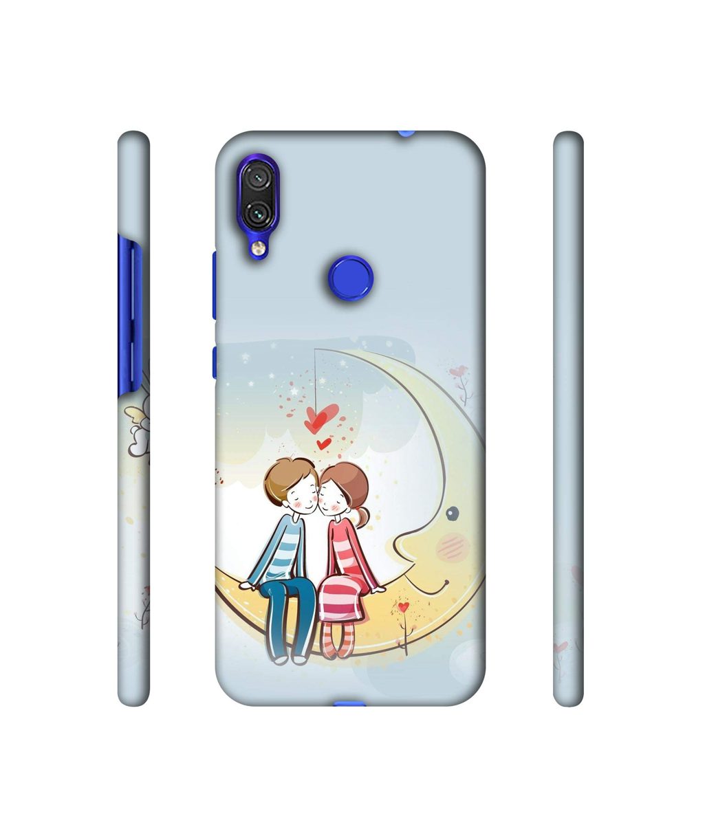 Amazon Brand - Solimo Designer Couple Sitting On Moon 3D Printed Hard Back Case Mobile Cover for Xiaomi Redmi Note 7 Pro