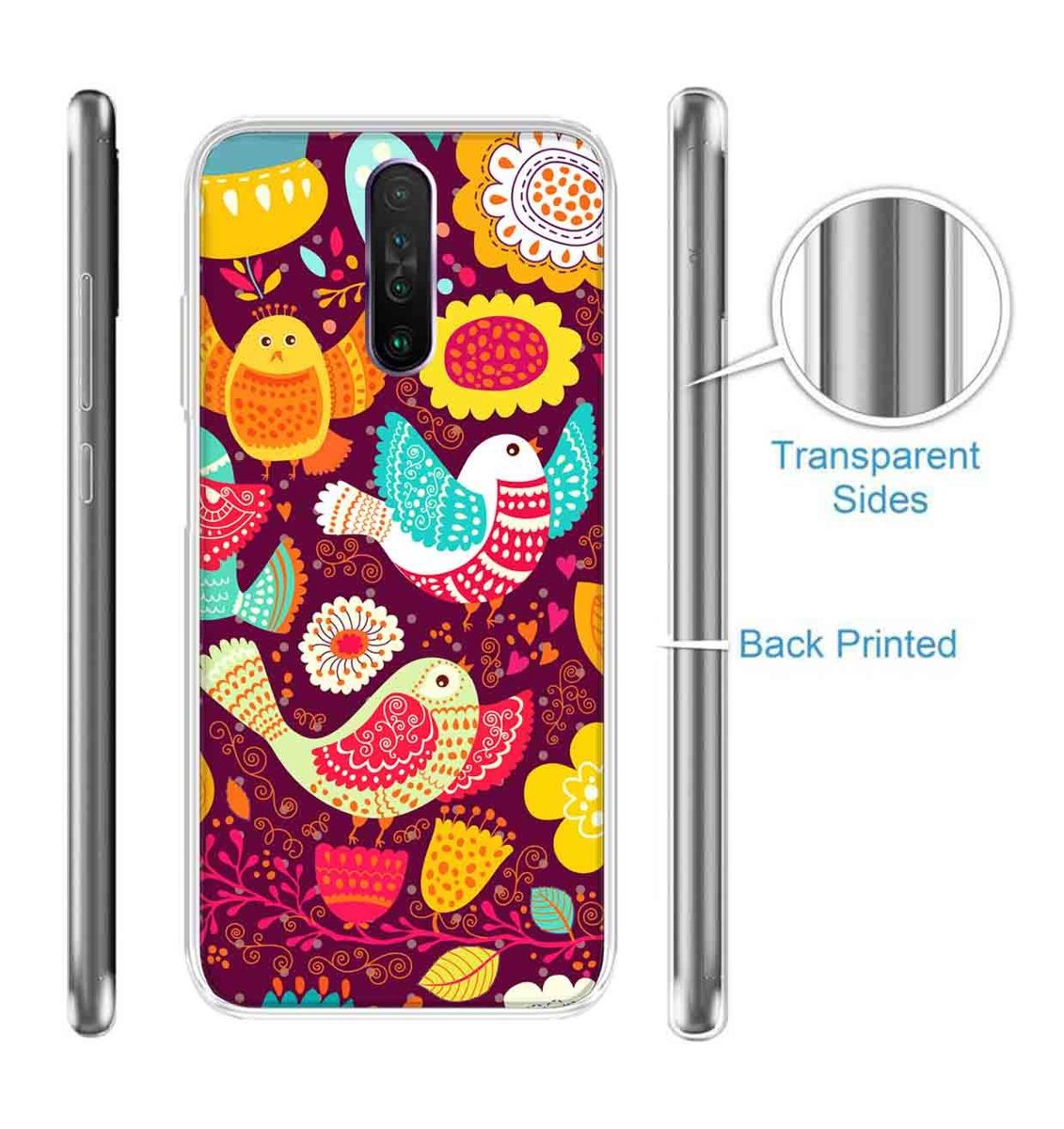 Amazon Brand - Solimo Designer Multicolor Birds Abstract Printed Soft Back Case Mobile Cover for Poco X2 / Xiaomi Redmi K30
