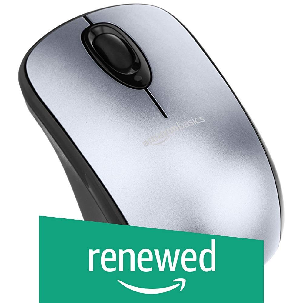 (Renewed) AmazonBasics Wireless Mouse with Nano Receiver - Silver
