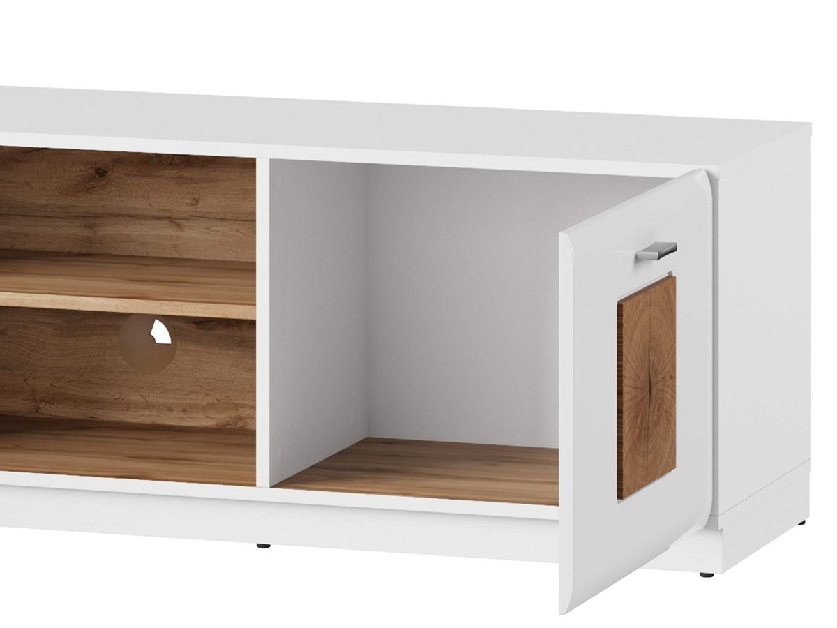 Amazon Brand - Movian TV Unit with Storage, 40 x 154cm, Oak/Timber/High Gloss White