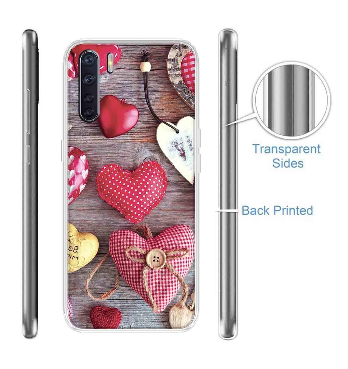 Amazon Brand - Solimo Designer Multicolor Heart Design Printed Soft Back Case Mobile Cover for Oppo F15