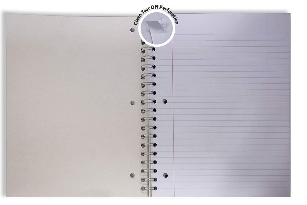 AmazonBasics Wide Ruled Wirebound 3-Subject 150-Sheet Notebook - Pack of 3, 10.5 x 8 Inch, Black/Red/White