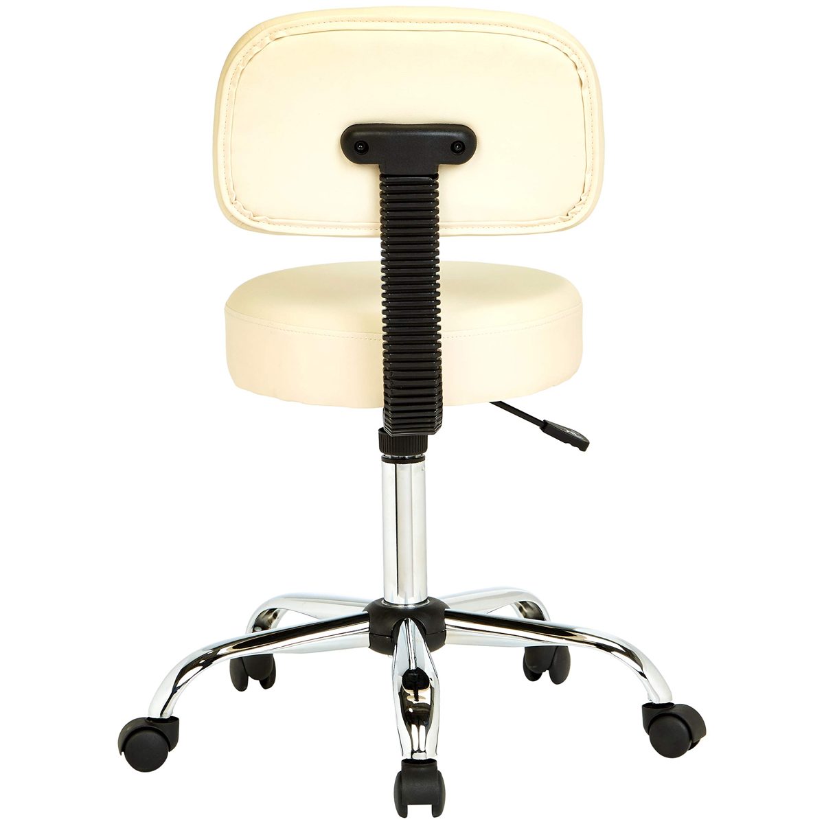 AmazonBasics Multi-Purpose Adjustable Office Drafting Spa Stool with Back Cushion and Wheels - Beige