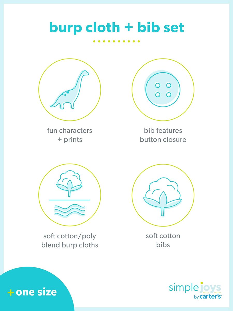 Simple Joys by Carter's Baby Girls' 8-Pack Burp Cloth and Bib Set