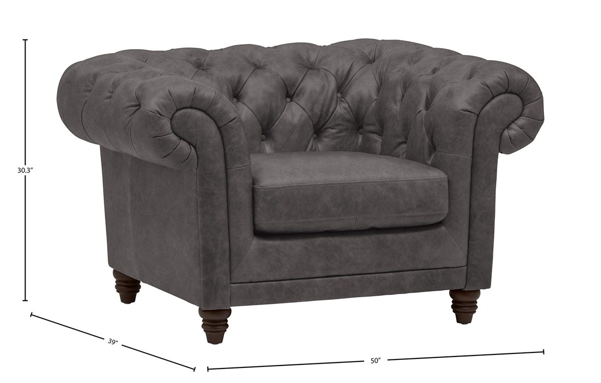 Amazon Brand – Stone & Beam Bradbury Chesterfield Tufted Leather Accent Chair, 50"W, Black