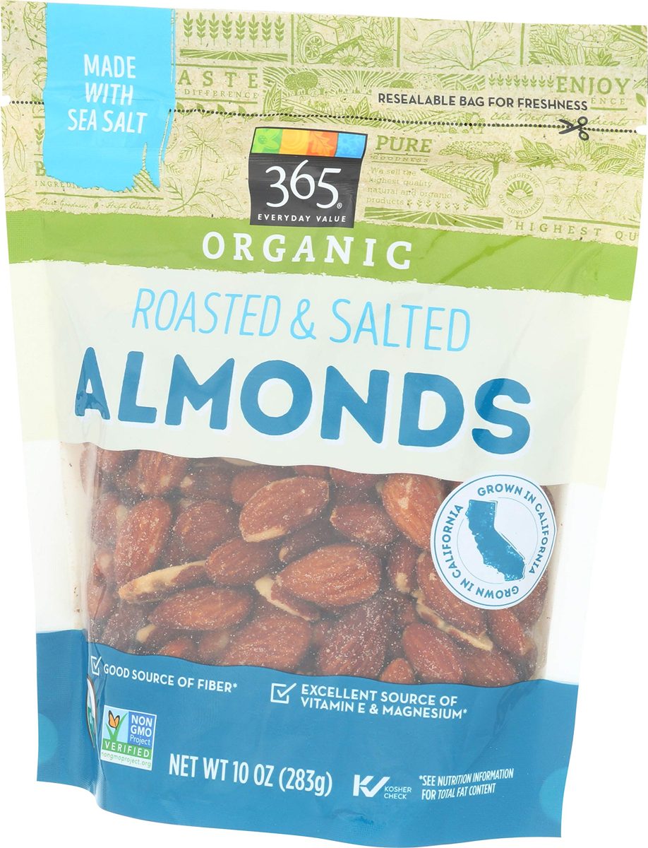 365 Everyday Value, Organic Almonds, Roasted & Salted, 10 oz
