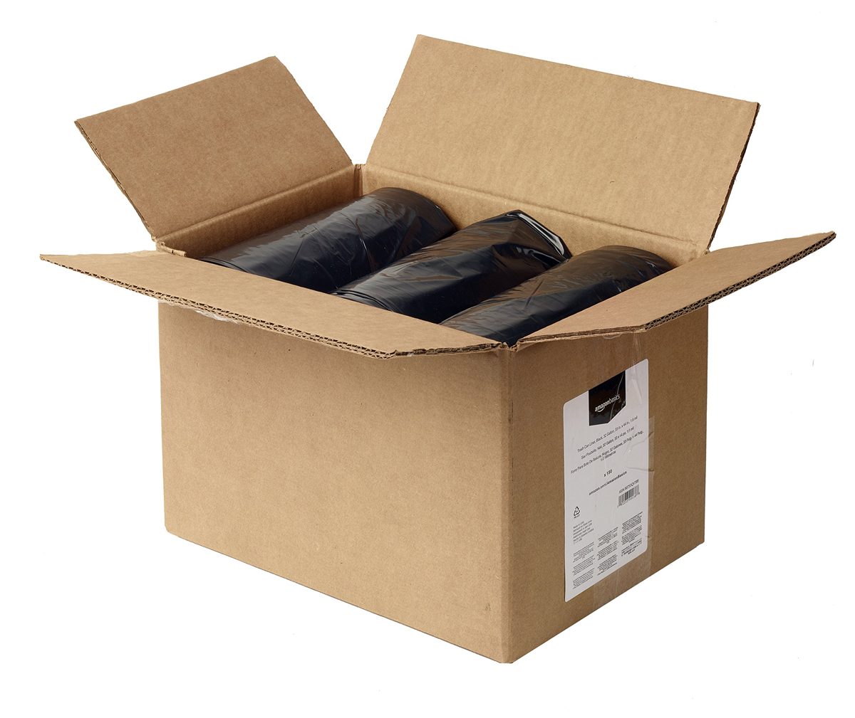 AmazonBasics 32 Gallon Trash Can Liner, 1.6 mil, Black, 150-Count