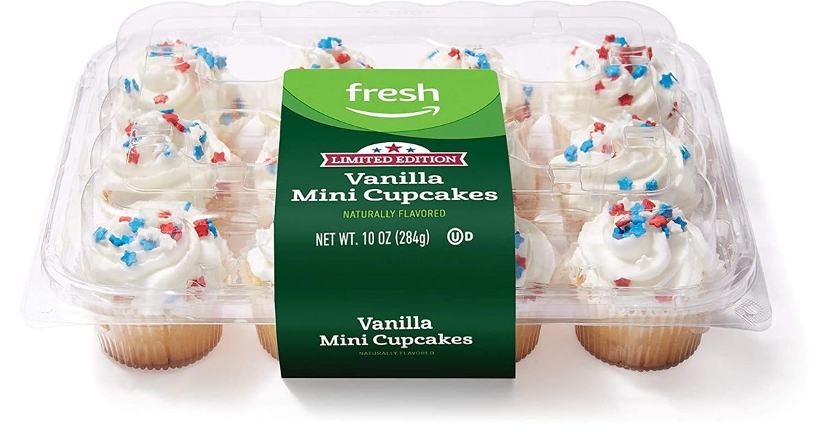 Fresh Brand – Patriotic Vanilla Mini Cupcakes, 10 oz (12 ct) (FROZEN)