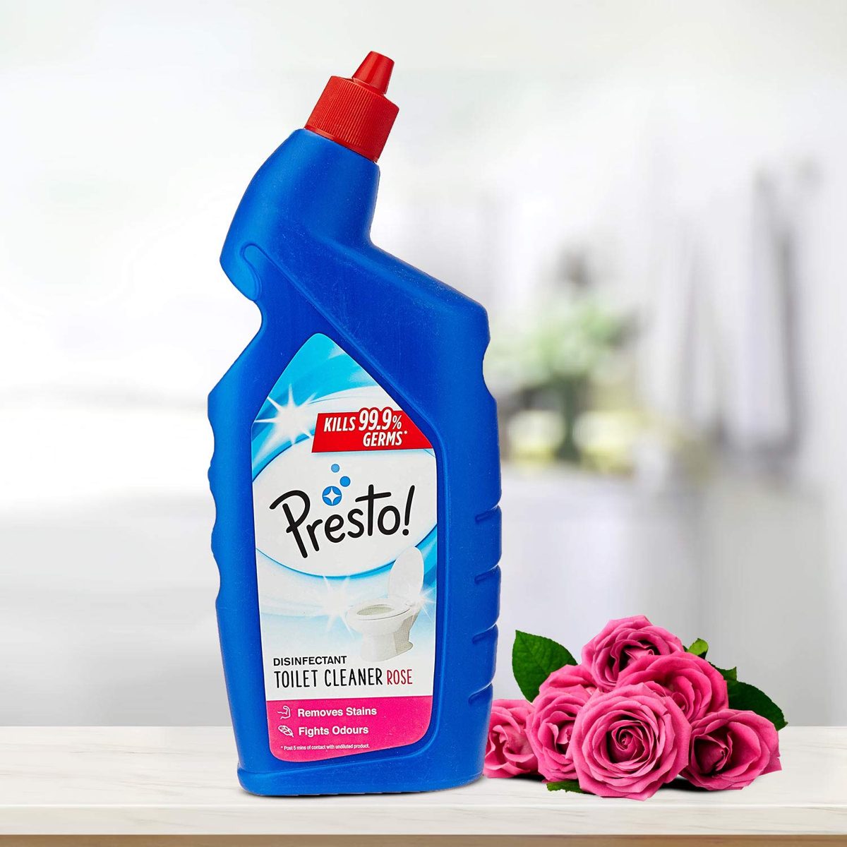 Amazon Brand - Presto! Disinfectant Toilet Cleaner, Rose - 1 L (Pack of 2)
