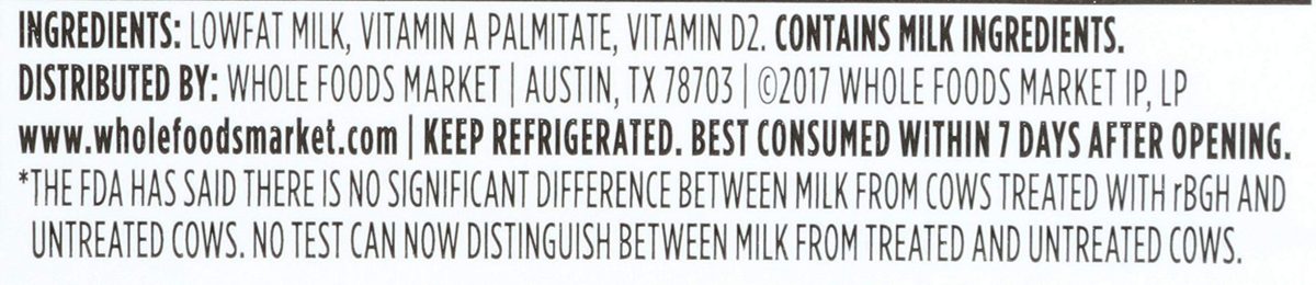 365 Whole Foods Market, Grade A Lowfat Milk, 128 Fl Oz (Packaging May Vary)