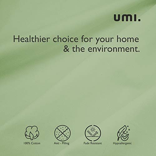 UMI 100% Cotton Satin Quality Duvet Cover Set (Kingsize, Sage)