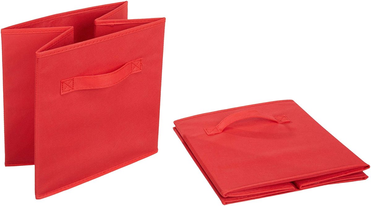 (Renewed) AmazonBasics Foldable Storage Cubes (6 Pack), Red
