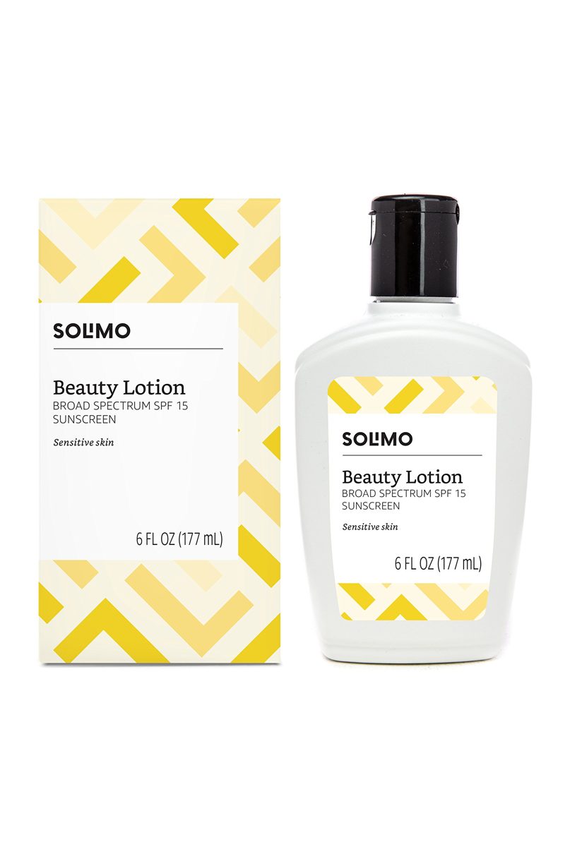 Amazon Brand - Solimo Beauty Face Lotion for Sensitive Skin, Broad Spectrum SPF 15 Sunscreen, 6 fl oz