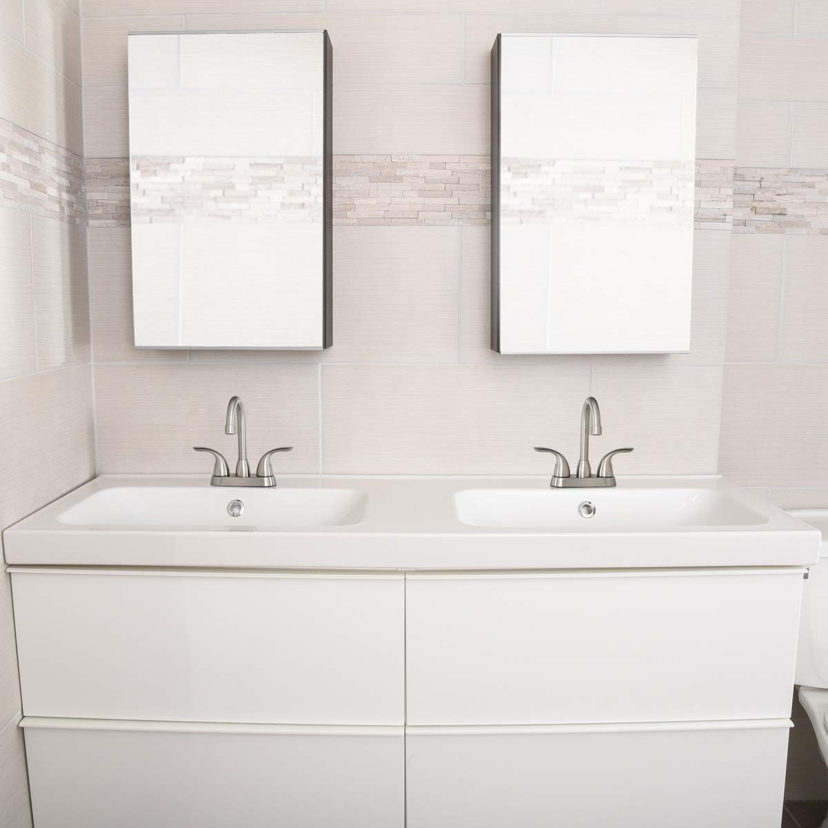 AmazonBasics AB-BF608-SN Basin Faucet-4-Inch, Satin Nickel