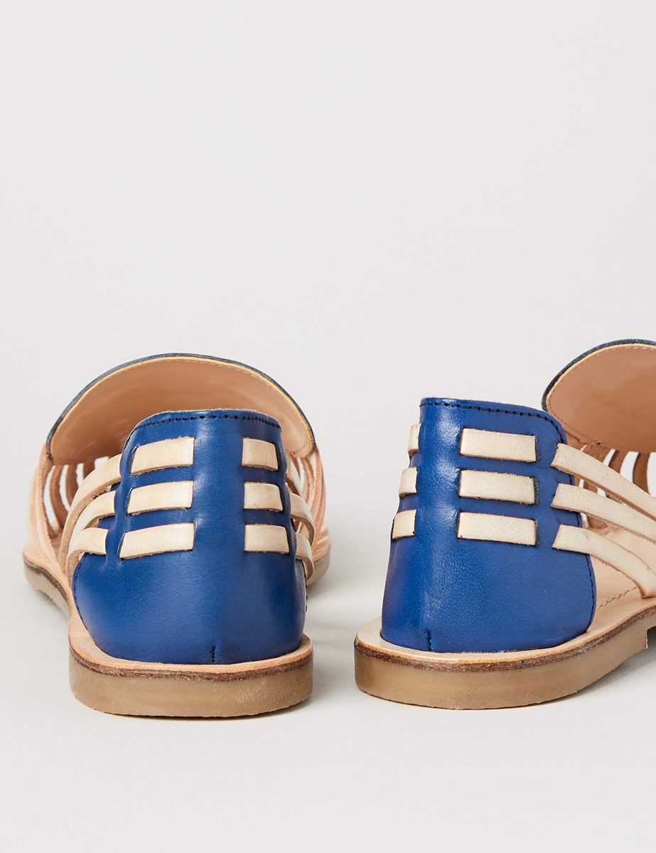 Amazon Brand - find. Women's Shoes with Plaited Leather and Gum Rubber Sole, Multicolour (Tan/Navy), US 7.5