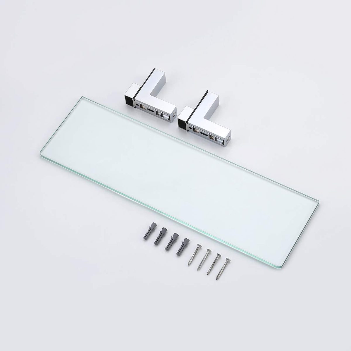 UMI Essentials 41cm Bathroom Wall Shelf Glass Shelf Tempered Glass Polished Chrome Finish BGS3201S40