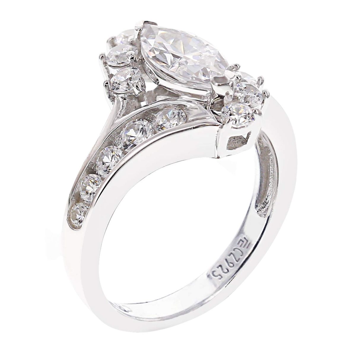 [Find] Amazon Collection Rhodium Plated Sterling siruba-kuriakyu-bikkuzirukoniabaipasuringu, Size 9