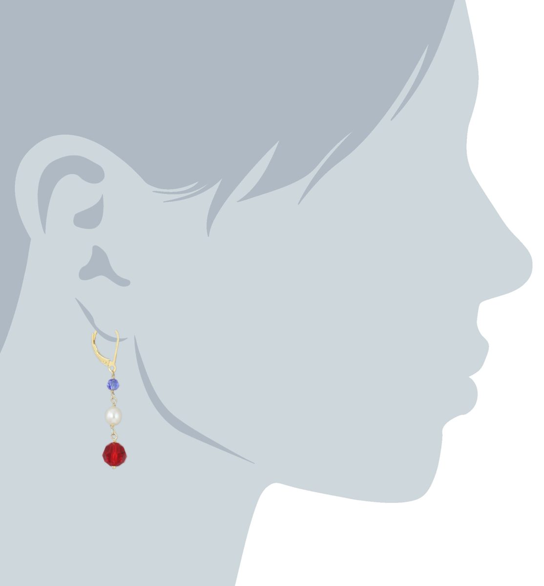 White Freshwater Cultured Pearl and Swarovski Elements Beads Earwire Drop Earrings