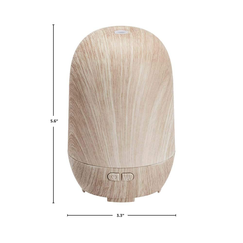 AmazonBasics 100ml Ultrasonic Aromatherapy Essential Oil Diffuser, Grey Wood Grain Finish