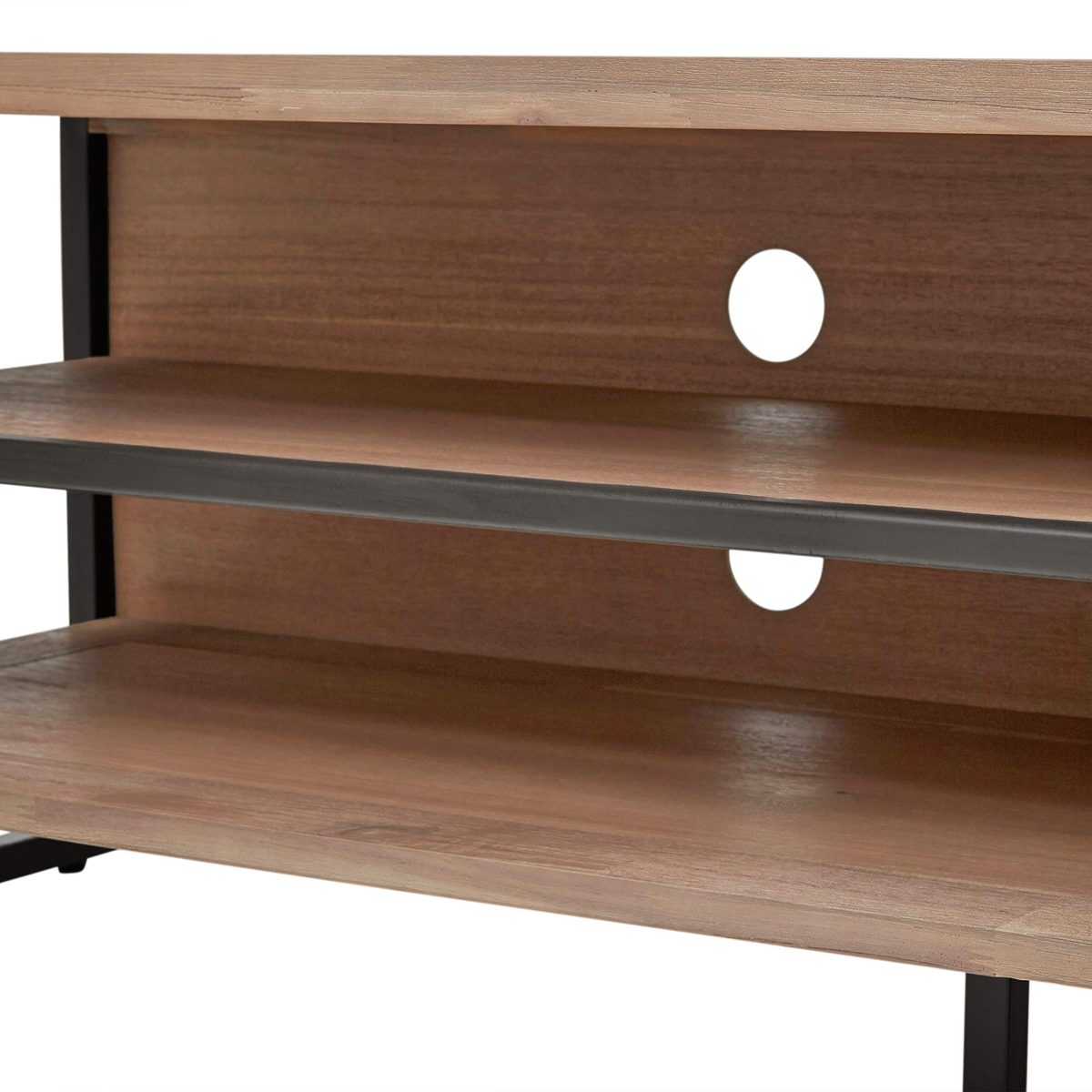 Amazon Brand – Rivet Roxmere Mid-Century Modern TV Media Console Center Stand, 59"W, Acacia Wood &amp; Dark Metal