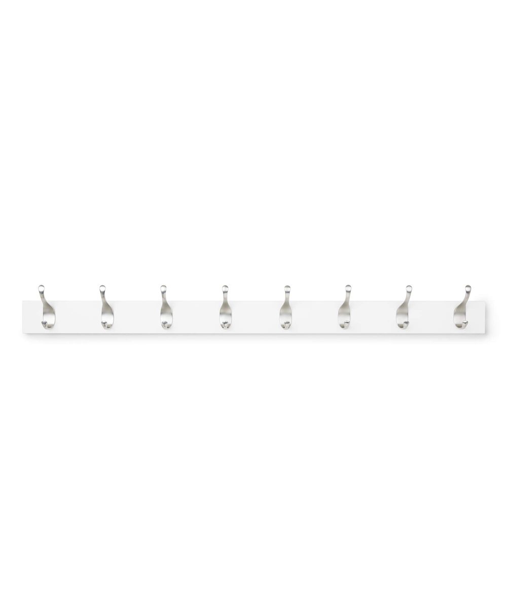 AmazonBasics Wall Mounted Modern Coat Rack, 8 Hooks, Set of 2, White