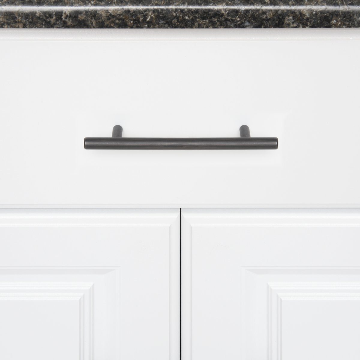 AmazonBasics Euro Bar Cabinet Handle (1/2-inch Diameter), 6.38-inch Length (4-inch Hole Center), Oil Rubbed Bronze, 10-Pack