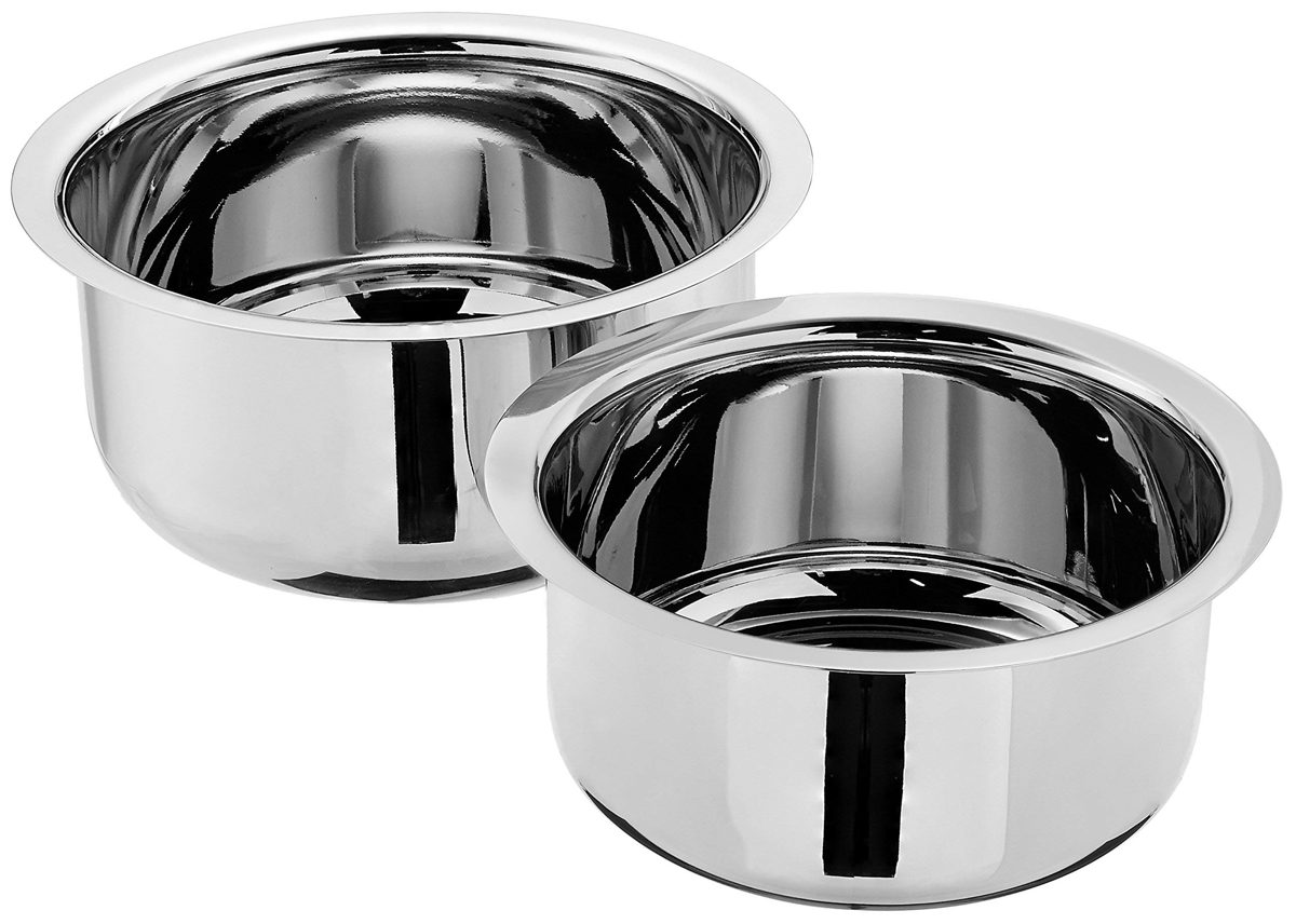 Solimo Stainless Steel 2-Piece Tope Set with One Steel Lid