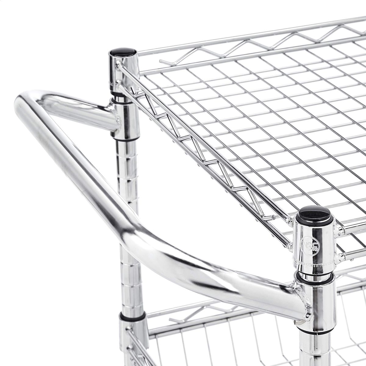 AmazonCommercial Heavy-Duty 3-Tier Utility Cart, NSF Certified, 35" W x 18" D x 34.5" H, Chrome
